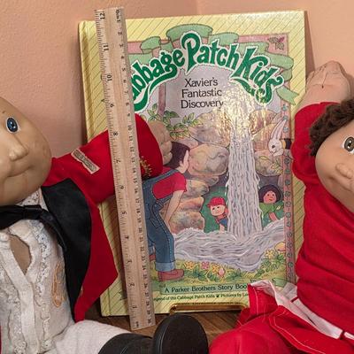 LOT 98F: Vintage Cabbage Patch, Matador & Cheerleader Dolls, With Outfits, Accessories & Hard Cover Cabbage Patch Book...