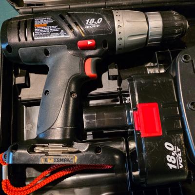 LOT 100B: Craftsman 18.0 Volt Drill/Driver With Charger & Bits In Case, Model 315.13340