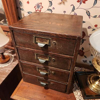 Antique 4 Drawer Wooded Globe Wernicke Letter File Desk Top Cabinet