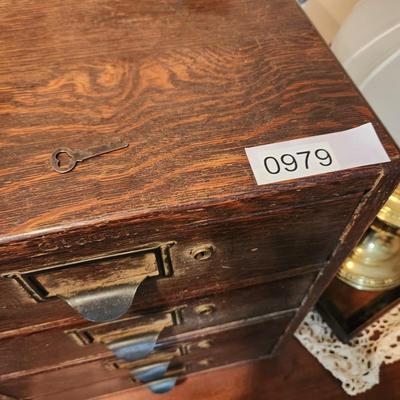Antique 4 Drawer Wooded Globe Wernicke Letter File Desk Top Cabinet 14x12x18