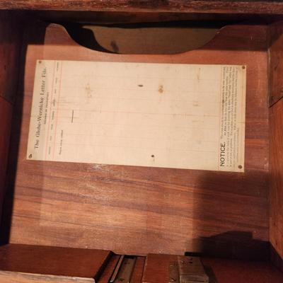 Antique 4 Drawer Wooded Globe Wernicke Letter File Desk Top Cabinet