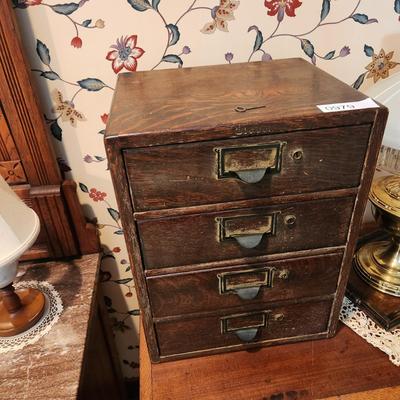 Antique 4 Drawer Wooded Globe Wernicke Letter File Desk Top Cabinet 14x12x18
