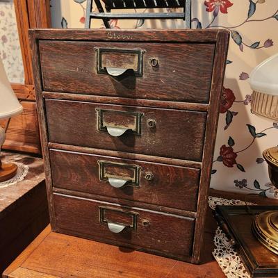 Antique 4 Drawer Wooded Globe Wernicke Letter File Desk Top Cabinet