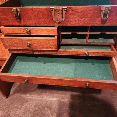 Vintage Wooden Machinist Jeweler Chest