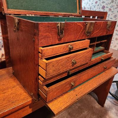 Vintage Wooden Machinist Jeweler Chest