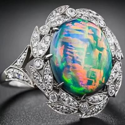 Vintage Opal Cocktail Ring 925
