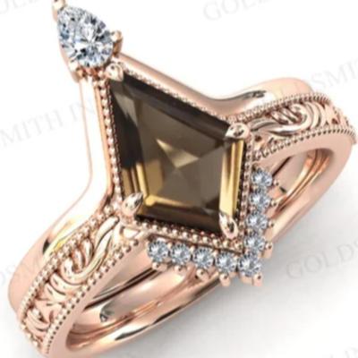 Kite Cut Smokey Quartz Bridal Set