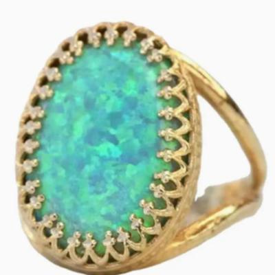 Fire Opal Brass Vintage Ring