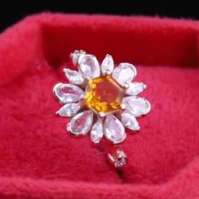 Natural Citrine Sunflower Ring