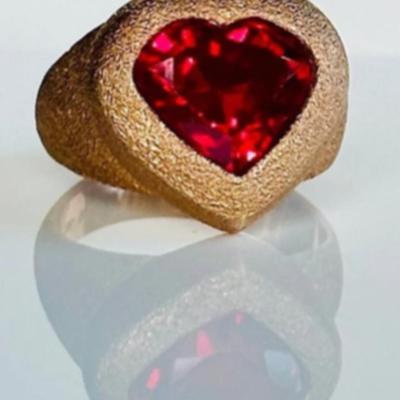 14k Solid Rose Gold Signet Ruby Ring