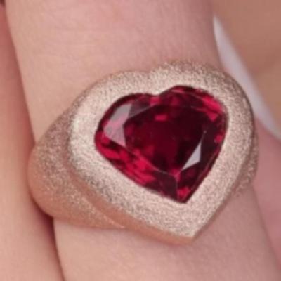 14k Solid Rose Gold Signet Ruby Ring