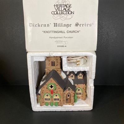 LOT 246: Decorative Villages - Dept. 56, Lemax and Victorian Village - "Knottinghill Church", Mill Creek Crossing, Garage...