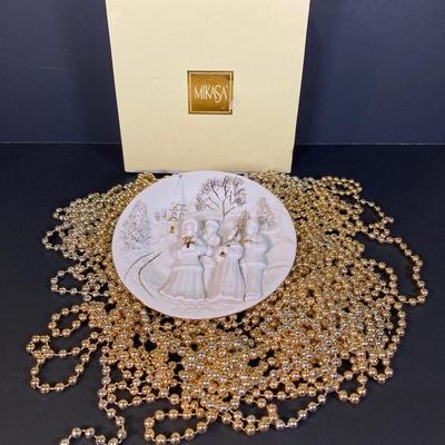 LOT 247: Holiday / Christmas Decor Collection - Foil Decorations, Glass and Plastic Ornaments, Plastic Candy Garland, Mikasa Plate,...