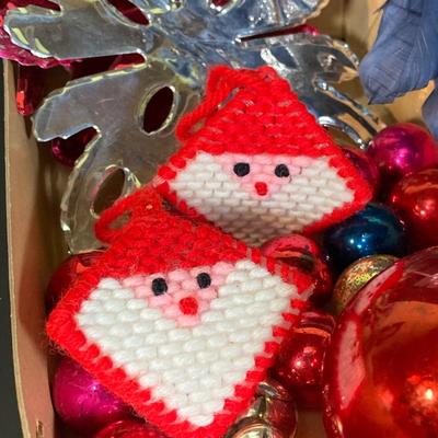 LOT 247: Holiday / Christmas Decor Collection - Foil Decorations, Glass and Plastic Ornaments, Plastic Candy Garland, Mikasa Plate,...