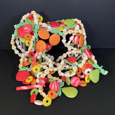 LOT 247: Holiday / Christmas Decor Collection - Foil Decorations, Glass and Plastic Ornaments, Plastic Candy Garland, Mikasa Plate,...