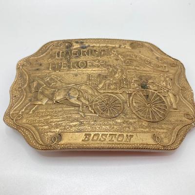 LOT 248: Stainless Steel Bracelet, American's Heroes Fire Dept Boston Belt Buckle and More