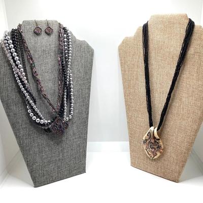 LOT 249: Premier and Made in Murano Glass Seed Bead Pendant Jewelry Collection