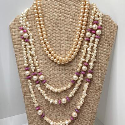 LOT 252: Faux Pearl, Faceted and Beaded Necklace Collection