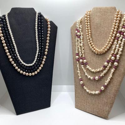 LOT 252: Faux Pearl, Faceted and Beaded Necklace Collection