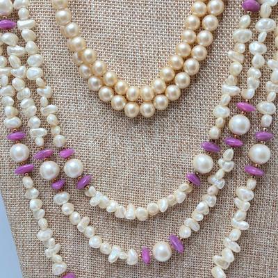 LOT 252: Faux Pearl, Faceted and Beaded Necklace Collection