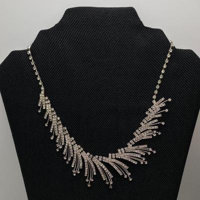 LOT 254: Rhinestone Necklaces Including Choker Style with Silver Tone Bracelet