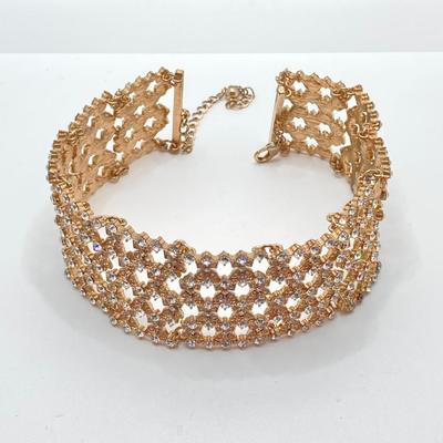 LOT 254: Rhinestone Necklaces Including Choker Style with Silver Tone Bracelet