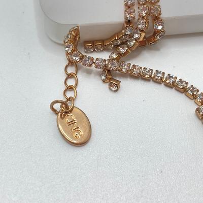 LOT 254: Rhinestone Necklaces Including Choker Style with Silver Tone Bracelet