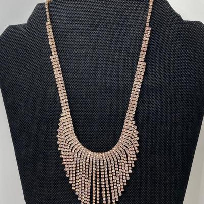 LOT 254: Rhinestone Necklaces Including Choker Style with Silver Tone Bracelet