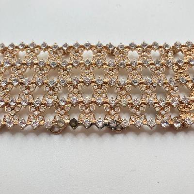 LOT 254: Rhinestone Necklaces Including Choker Style with Silver Tone Bracelet