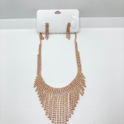 LOT 254: Rhinestone Necklaces Including Choker Style with Silver Tone Bracelet