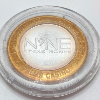 LOT 255: Palms (A Maloof Casino Resort) / N9NE Steak House .999 Fine Silver Limited Edition Token Chip in Protective Cover