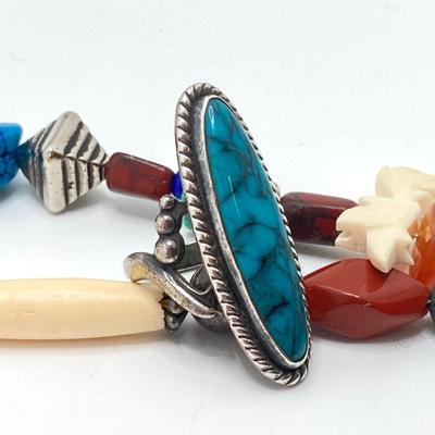 LOT 258: Collection of Silver and Turquoise Jewelry - Sterling Sz 4 Ring Included