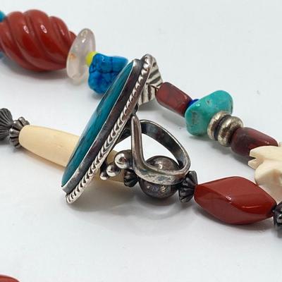 LOT 258: Collection of Silver and Turquoise Jewelry - Sterling Sz 4 Ring Included