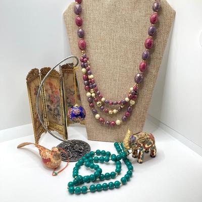 LOT 259: Asian Themed Collection and Beaded Necklaces - Monet Included