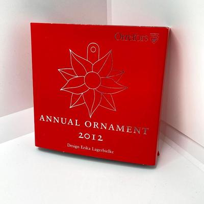 LOT 261: Pair of Wheaton Village Blown Glass Ornaments and Orrefors Crystal 2012 Annual Ornament