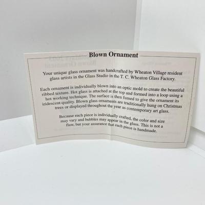 LOT 261: Pair of Wheaton Village Blown Glass Ornaments and Orrefors Crystal 2012 Annual Ornament