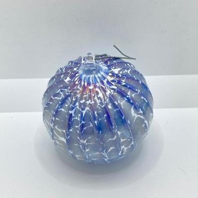 LOT 261: Pair of Wheaton Village Blown Glass Ornaments and Orrefors Crystal 2012 Annual Ornament