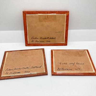 LOT 263: Sweet Collection of Miniature Artwork / Paintings by Artist Ed Steelman in Clear Plastic Storage Container