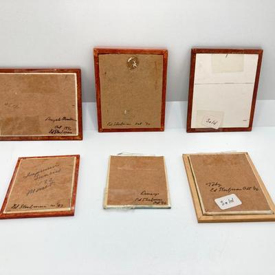 LOT 263: Sweet Collection of Miniature Artwork / Paintings by Artist Ed Steelman in Clear Plastic Storage Container