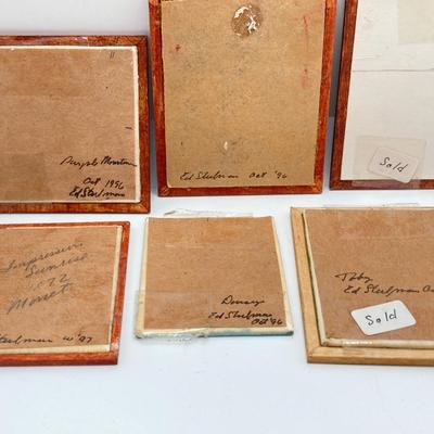 LOT 263: Sweet Collection of Miniature Artwork / Paintings by Artist Ed Steelman in Clear Plastic Storage Container