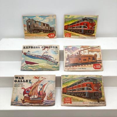 LOT 265: Collection of Bronze Decorative Pencil Sharpeners and Vintage Train and Ship Collectible Cards