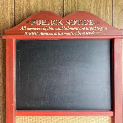 LOT 269: Vintage Wood Furkin Bucket, Sugar Sack and Wooden Chalk Board