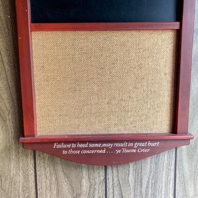 LOT 269: Vintage Wood Furkin Bucket, Sugar Sack and Wooden Chalk Board