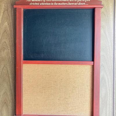 LOT 269: Vintage Wood Furkin Bucket, Sugar Sack and Wooden Chalk Board