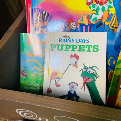 LOT 271: Wooden “Once Upon a Time” Cradle Loaded with Plush Animals and Oversized Children’s Books