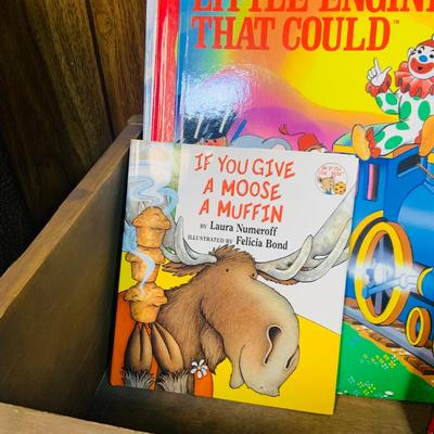 LOT 271: Wooden “Once Upon a Time” Cradle Loaded with Plush Animals and Oversized Children’s Books