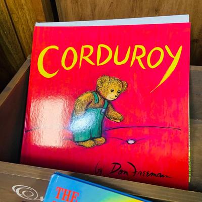 LOT 271: Wooden “Once Upon a Time” Cradle Loaded with Plush Animals and Oversized Children’s Books