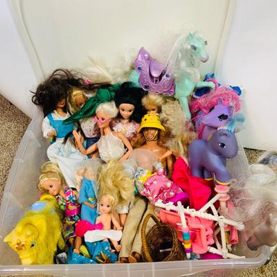 LOT 272: Collection of Barbie and Other Fashion Dolls, Clothing, Horses, a Polly Pocket Map Mat