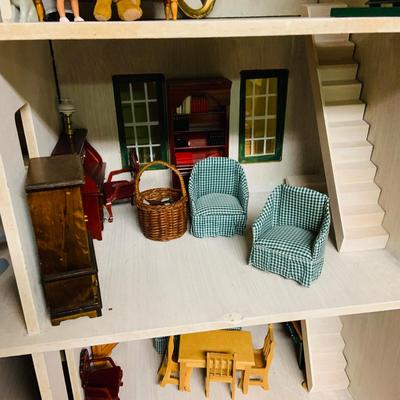 LOT 274: Beautiful Victorian Style Doll House Loaded with Accessories Blue and Red Children’s Desk