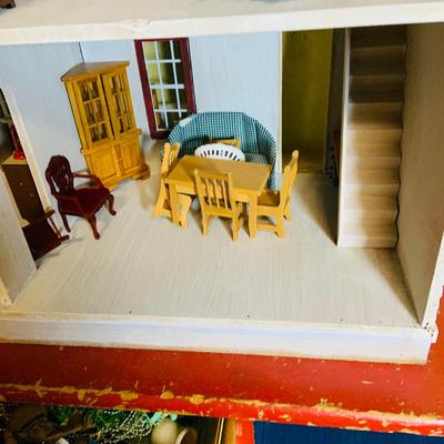 LOT 274: Beautiful Victorian Style Doll House Loaded with Accessories Blue and Red Children’s Desk